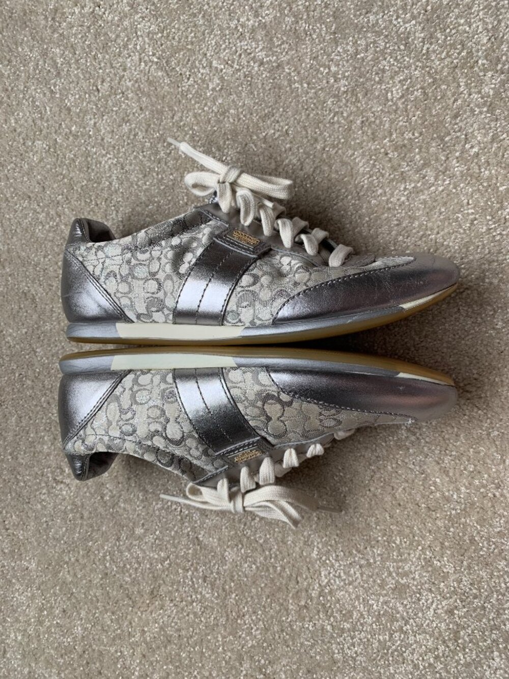 Coach Joss Signature Sneakers Silver Tennis Shoes 7 - Picture 11 of 11